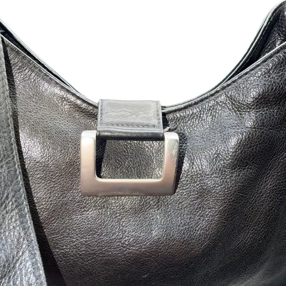 Brizzolari Black Leather Hobo Shoulder Bag Made In Italy Slouchy Purse